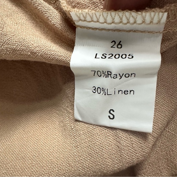 Lillusory NWT Beige Linen Blend Wide Leg Pants Elastic Waist Small - Picture 6 of 10